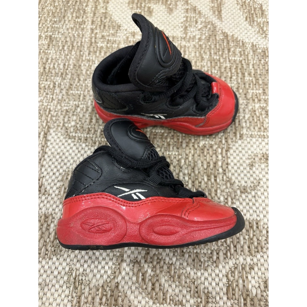 Reebok Question Mid Street Sleigh Baby Shoes Black Vector Red Sz 5 Baby Toddler